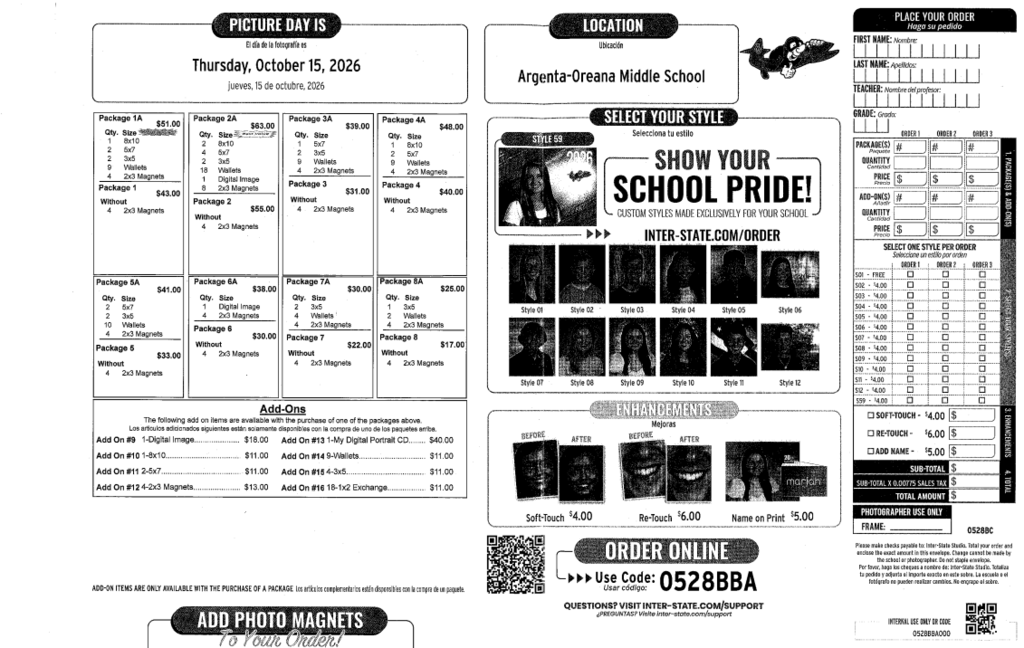 Picture Day order form