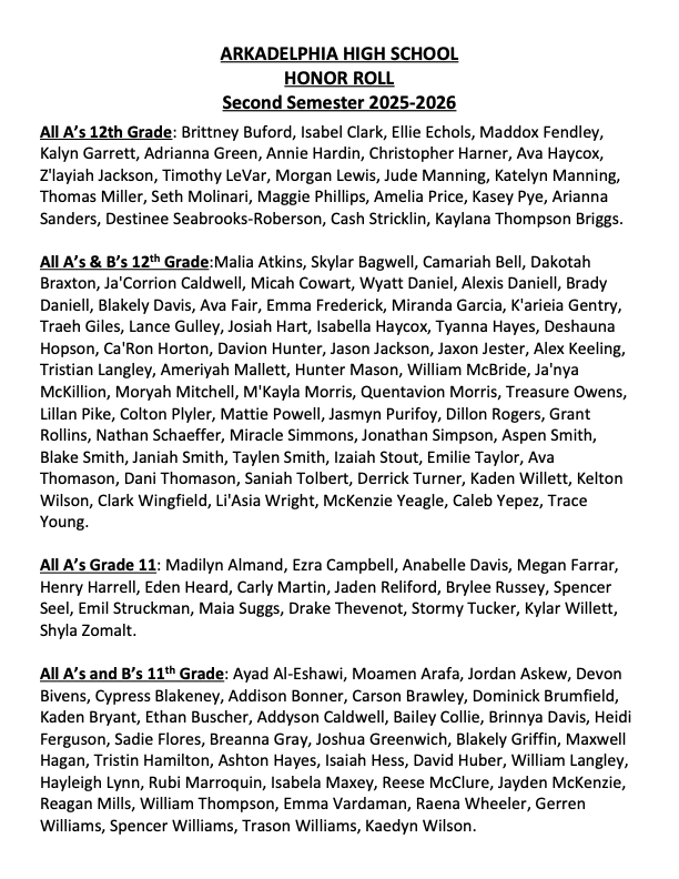 Announcing the 2025-26 Fourth Grading Period and Second Semester Honor Roll. #BadgerStrong