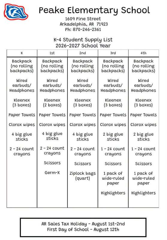School Supply List