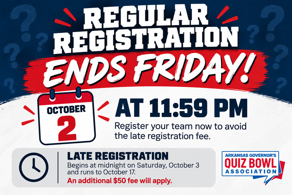 AGQBA registration reminder: Regular registration ends Friday, October 2 at 11:59 p.m. Late registration runs October 3–17 with an additional $50 fee.