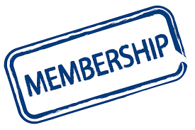Blue stamp with the word "Membership" in bold, capital letters on a white background, conveying a sense of exclusivity and official approval.
