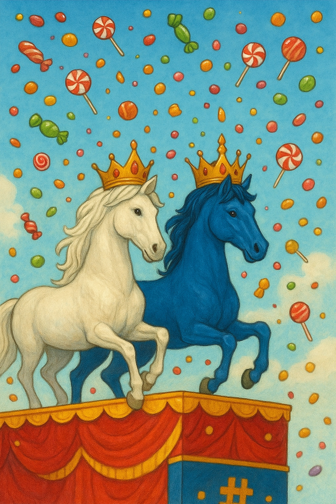 Mustangs on parade! All hail the king & queen!