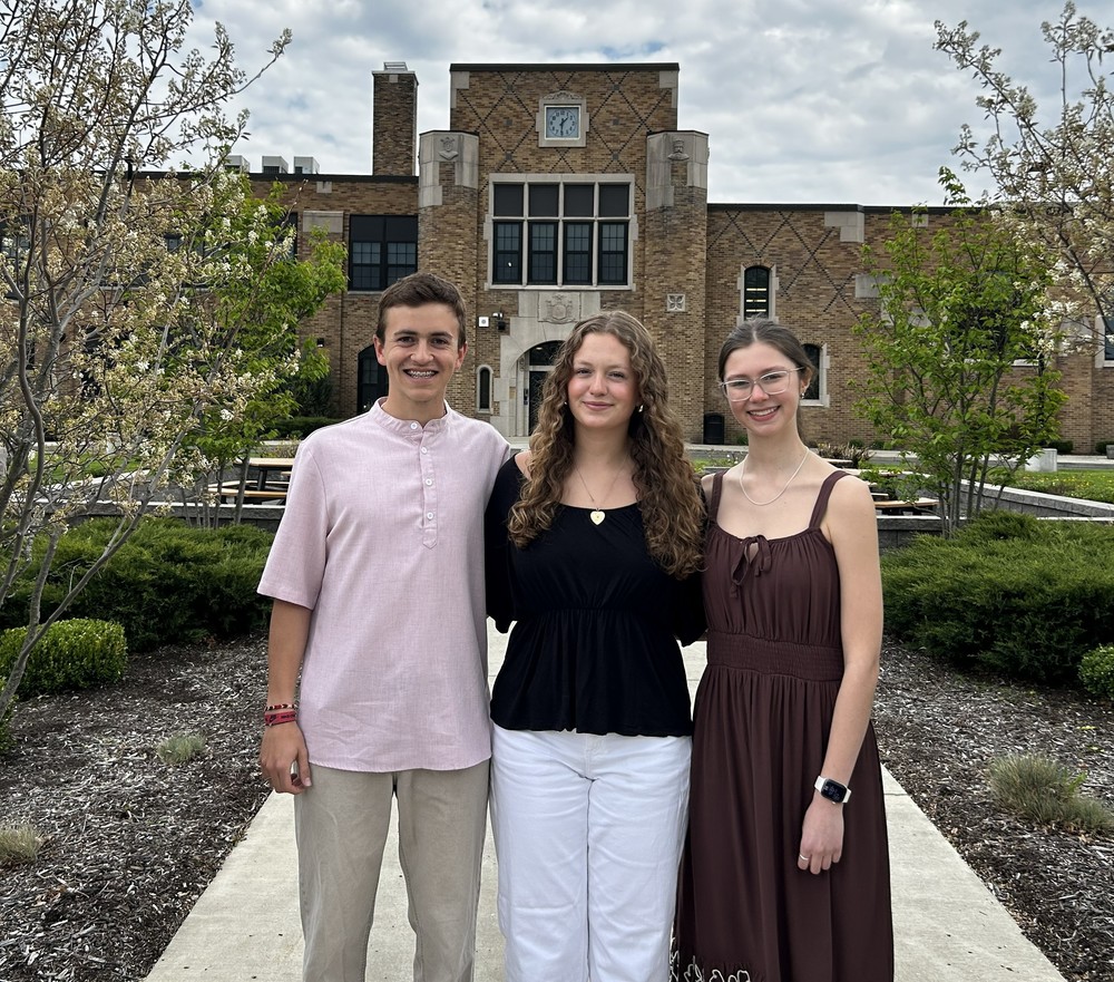 Three students outside