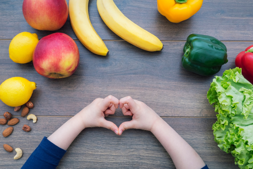 hand heart with food