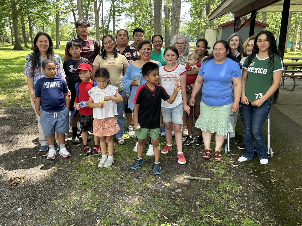 Families outside for a picnic