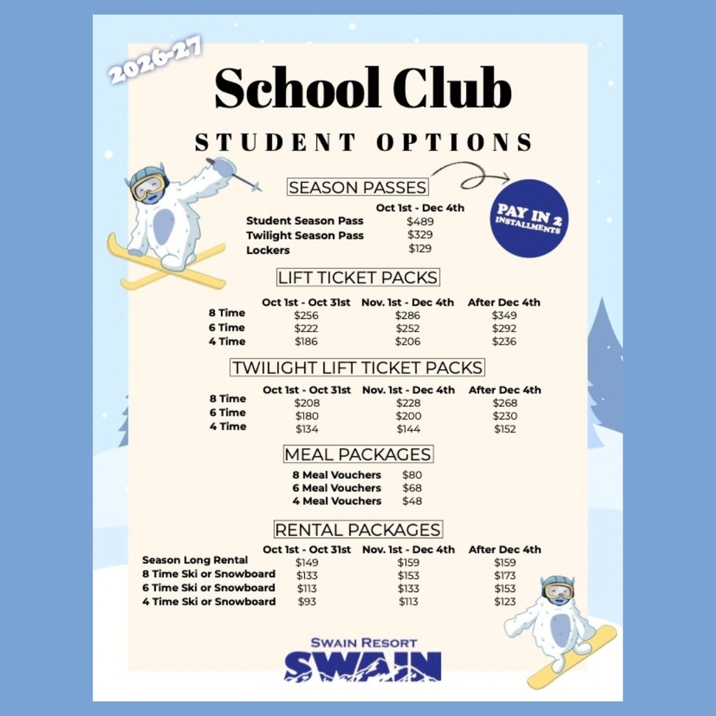 Ski Club 2026 Info