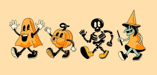 orange background with halloween characters
