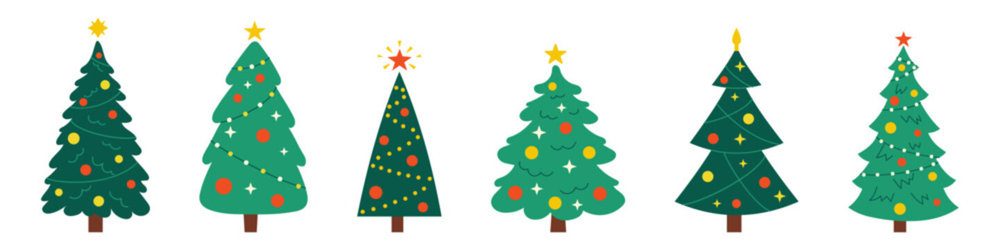 white background with christmas trees