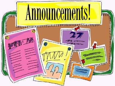 bulletin board with grapic of announcements