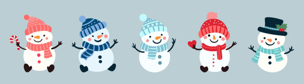 blue backgroung snowmen