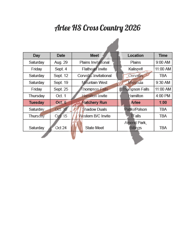 Arlee HS Volleyball Schedule 2026
