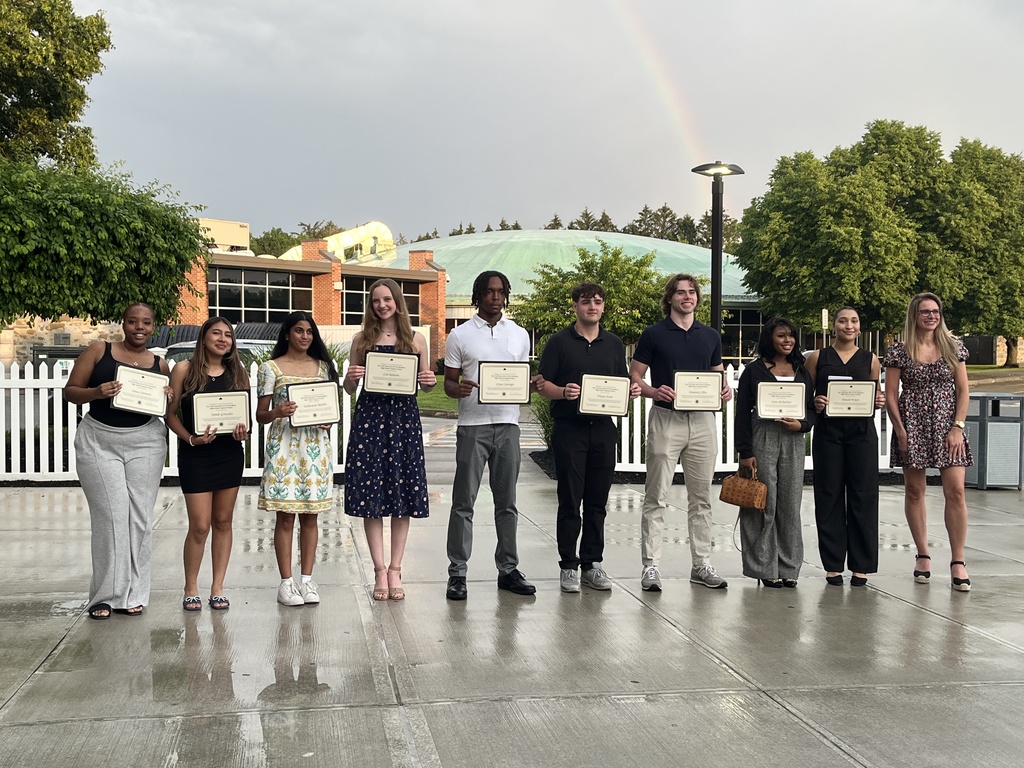 Arlington HS students with certificates for completing their Seal of Civic Readiness capstones.