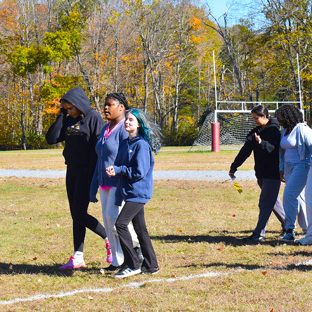 Students enjoying the colors of Fall