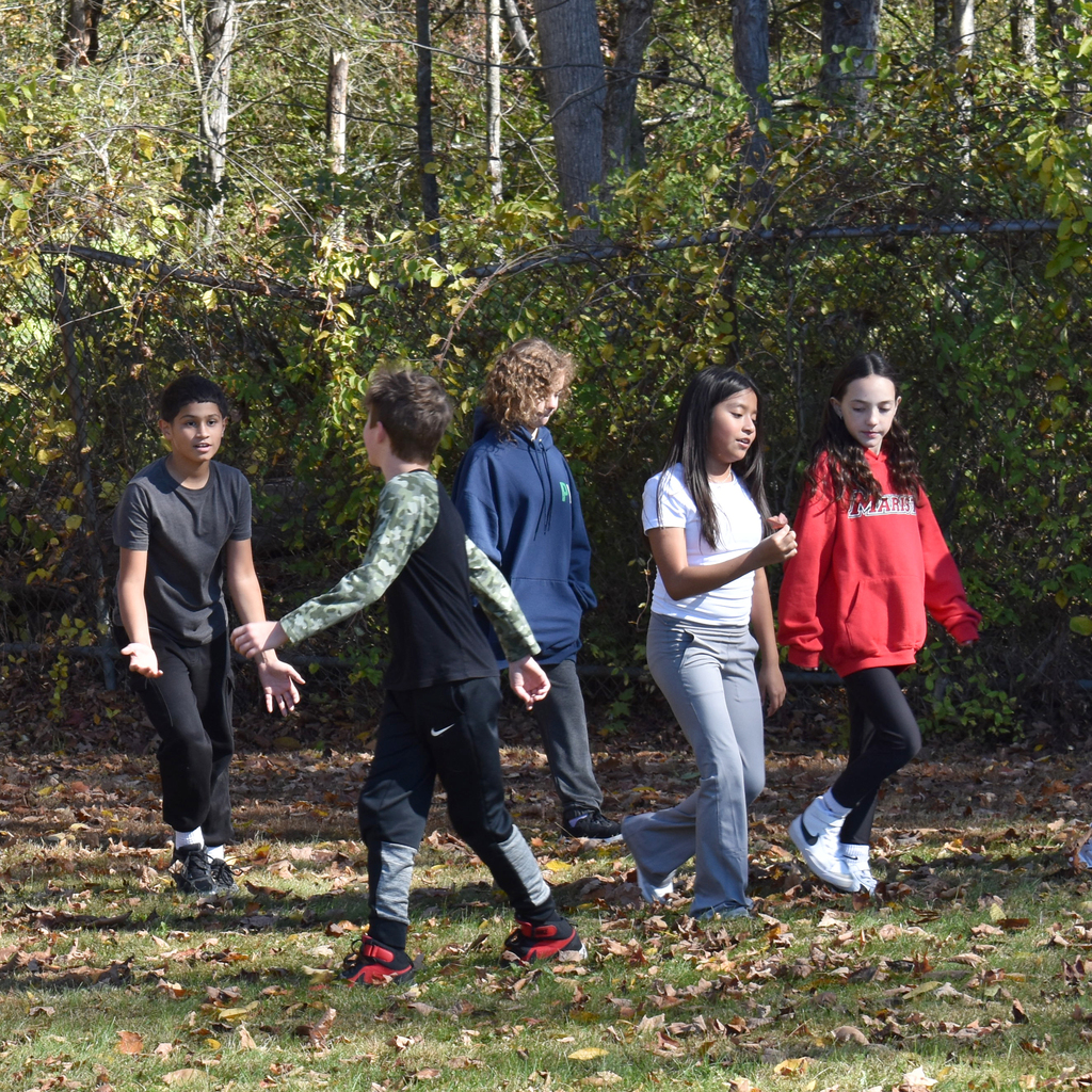 Students hiking the campus perimeter