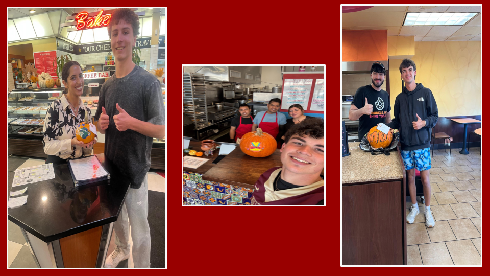 Students delivering pumpkins