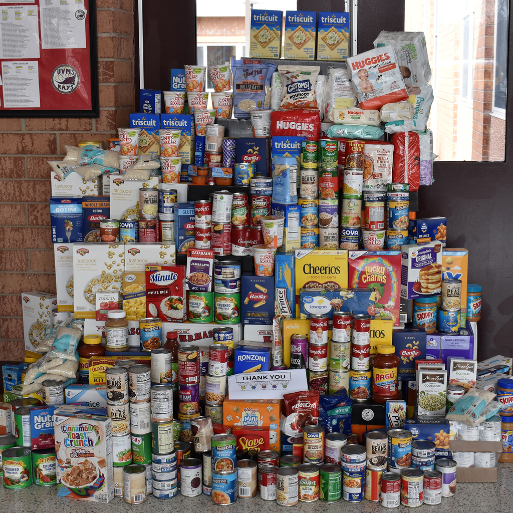 photo of items donated for UVMS's Cram the Classroom" drive