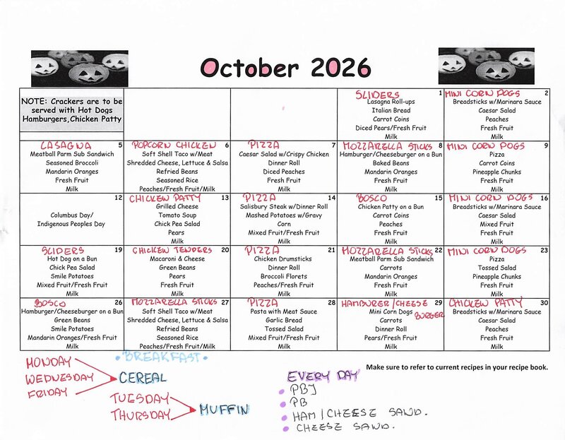 TIS Menu October