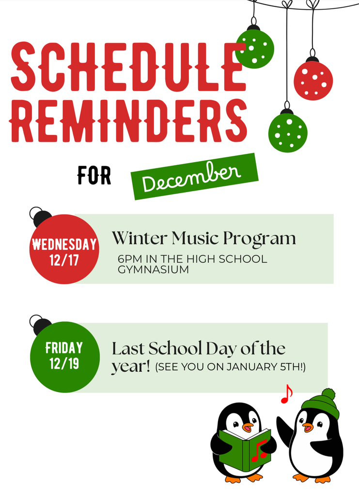 Schedule Reminders December 2025