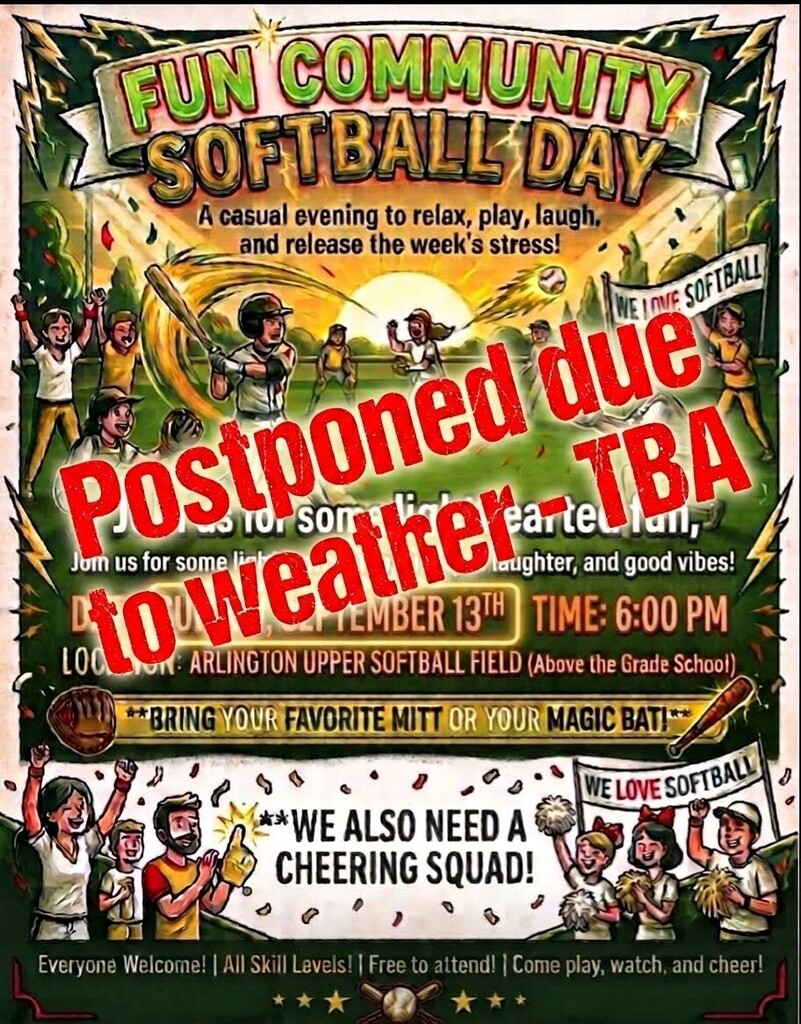 Community Softball fun day postponed flyer