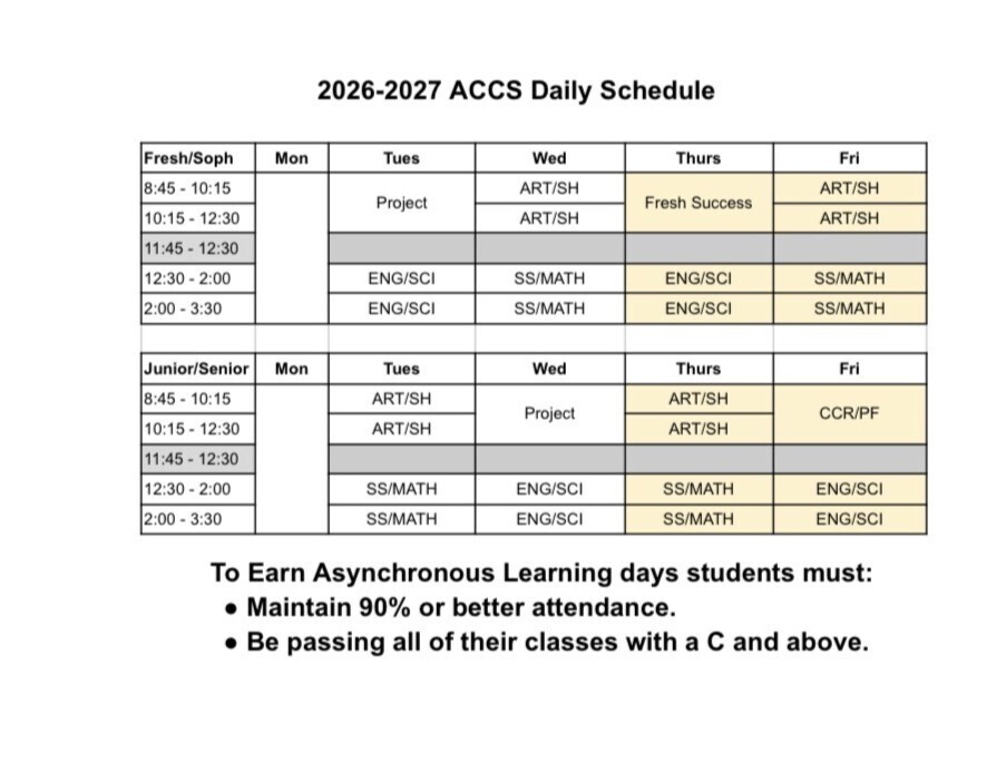 26-27 Daily Schedule