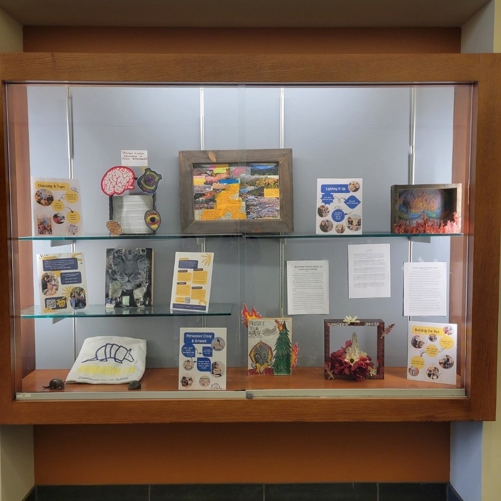 display case at medford library