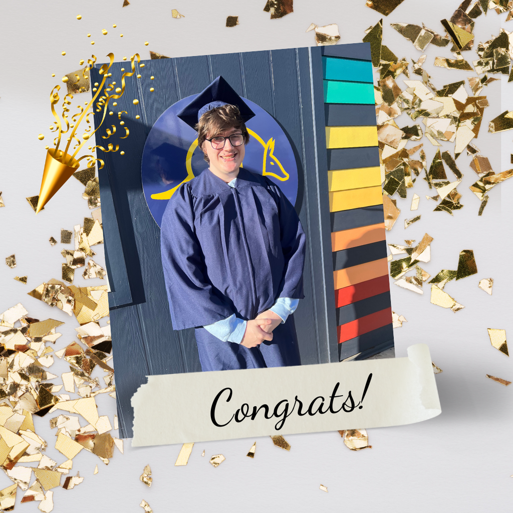 picture of mocha graduation with confetti