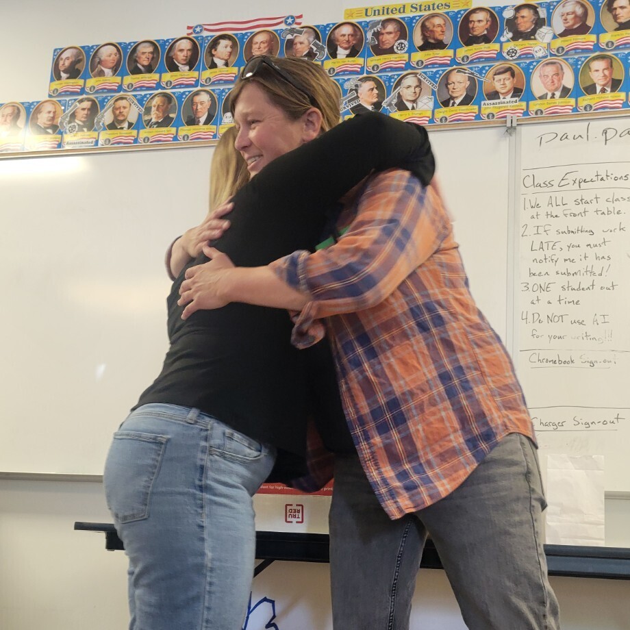 student hugging