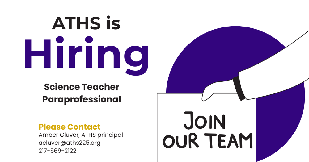 ATHS hiring science teacher and paraprofessional