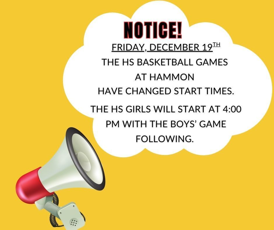 Hammon games start at 4 pm Dec 19