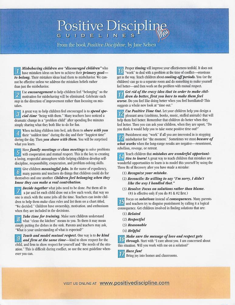 Positive Discipline Guidelines