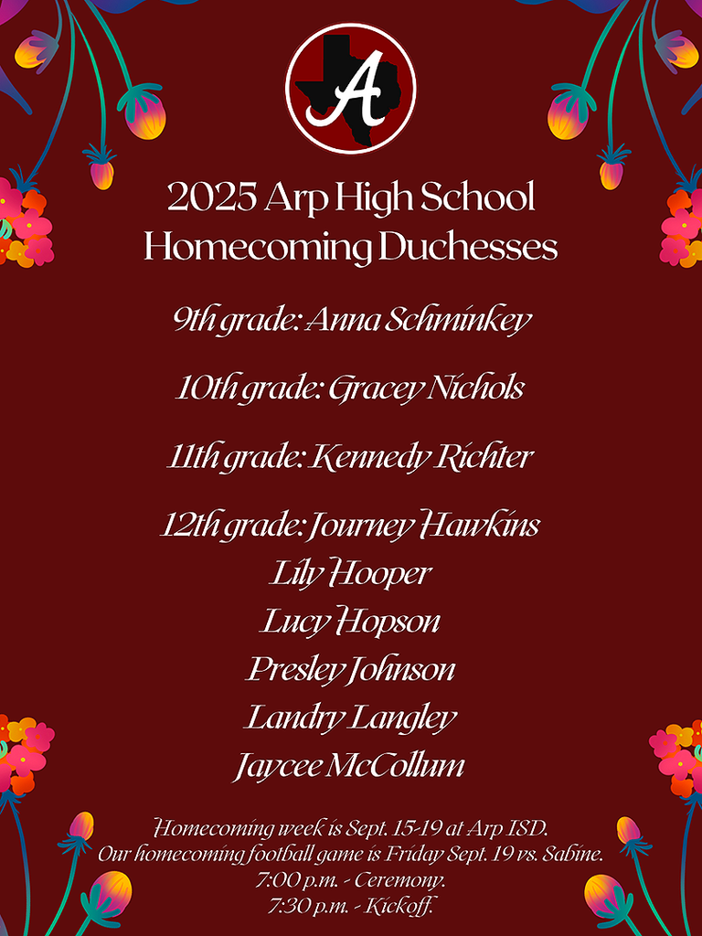 2025 Arp H.S. Homecoming Duchesses