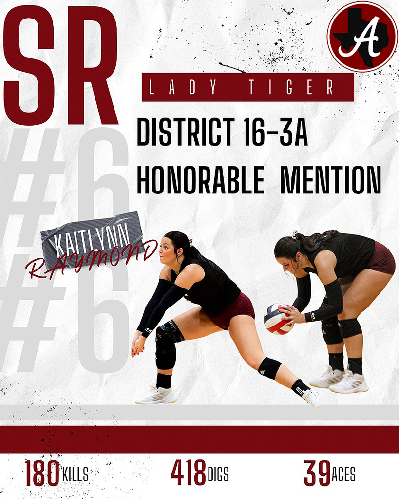 Arp HS volleyball Kaitlynn Raymond All District 2025