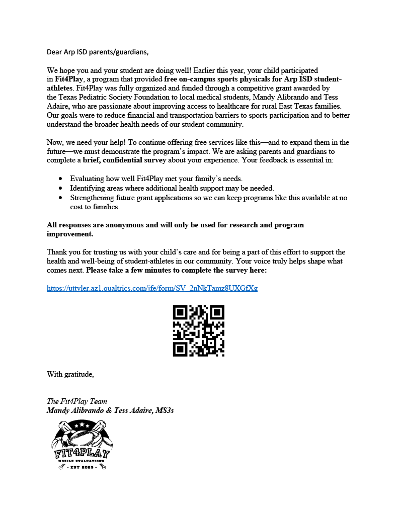 Fit4play survey letter
