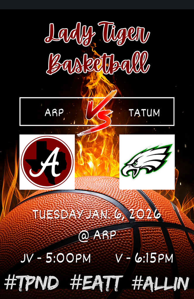 Arp HS girls basketball Tatum game day graphic 010626