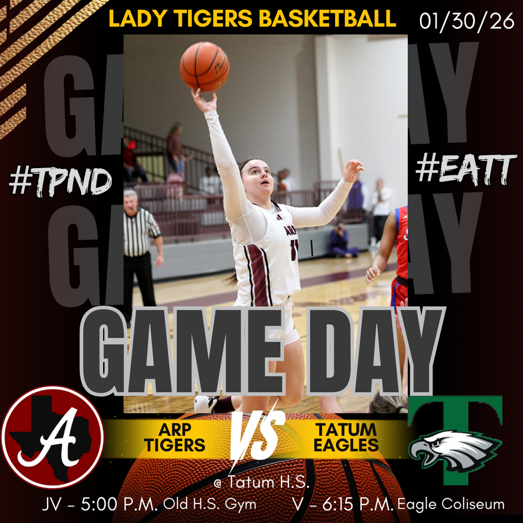 Arp HS girls basketball game day graphic Tatum 013026