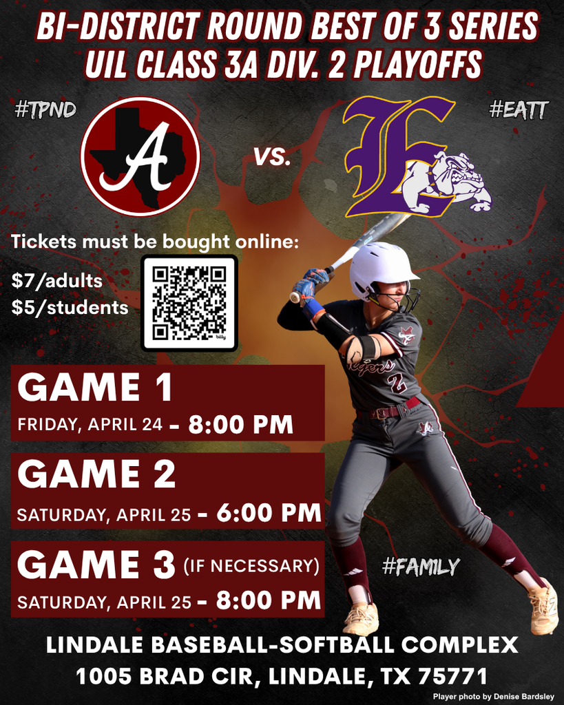 Arp H.S. Softball Rd. 1 playoff series vs. Edgewood at Lindale