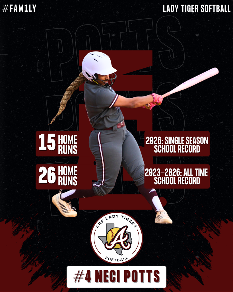 Arp H.S. softball Neci Potts sets new single season & career home run school records.