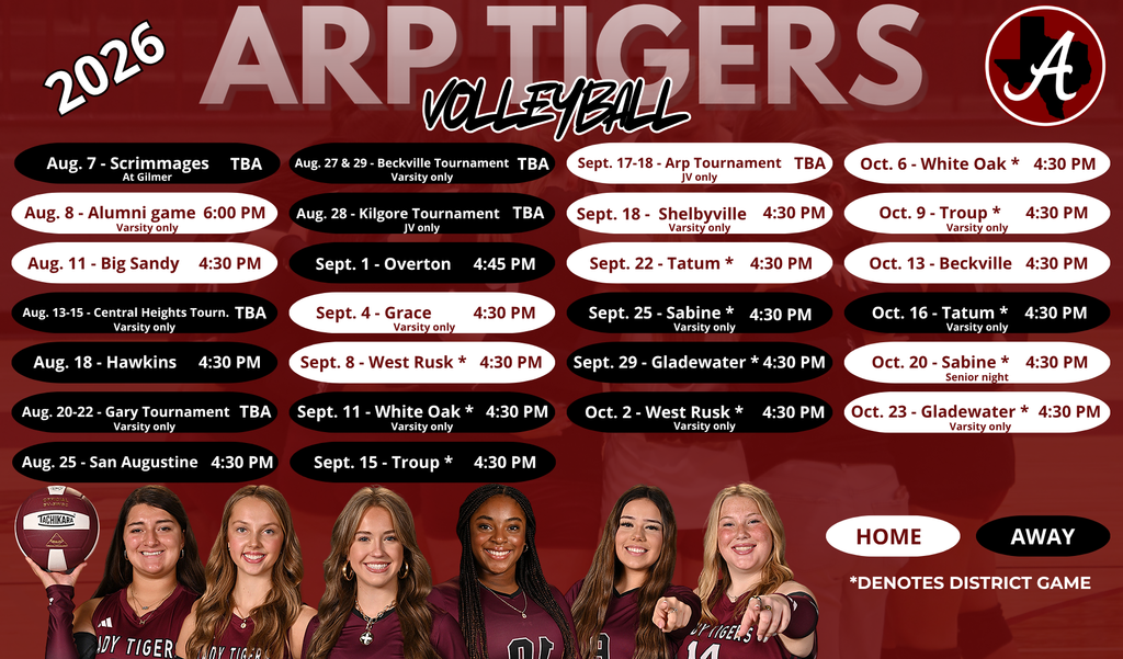 2026 Arp H.S. Volleyball schedule