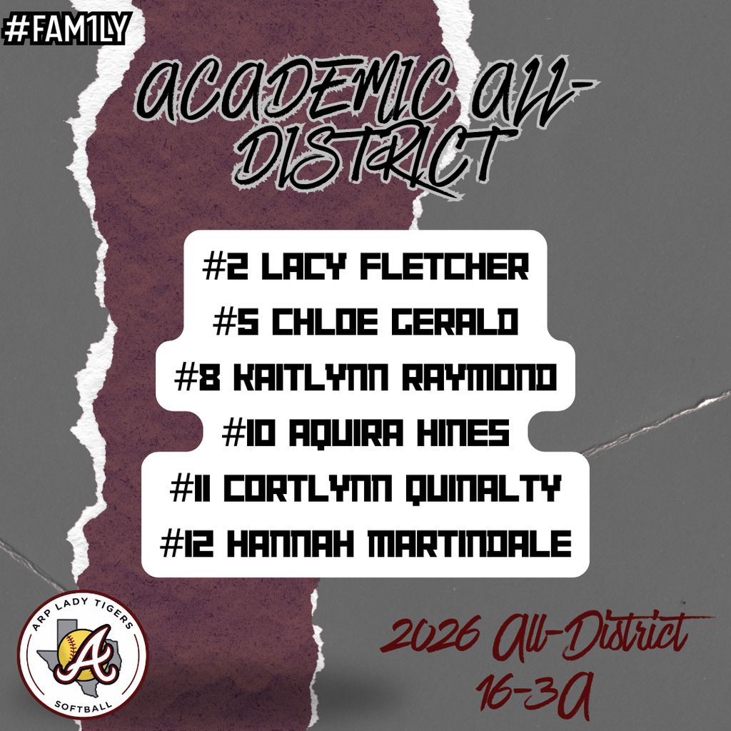 Arp H.S. softball academic all-district 2026