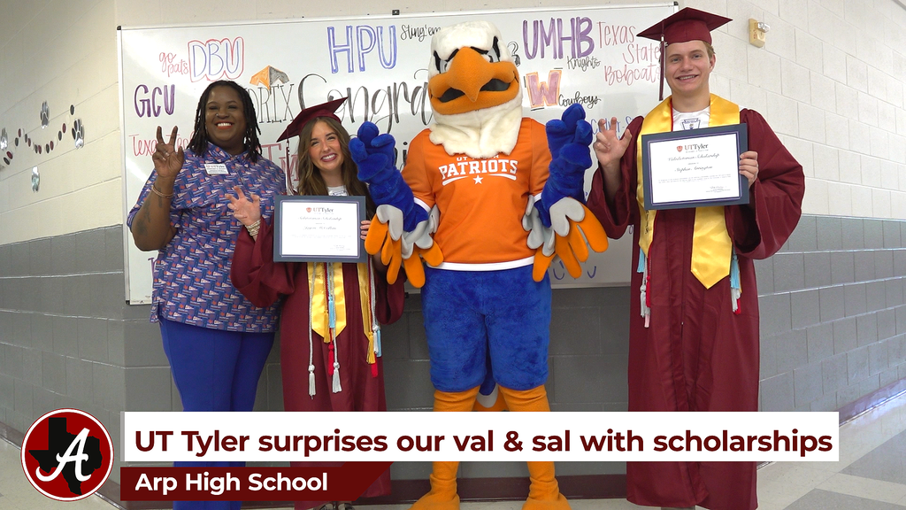 UT Tyler surprises Arp HS val & sal with scholarships