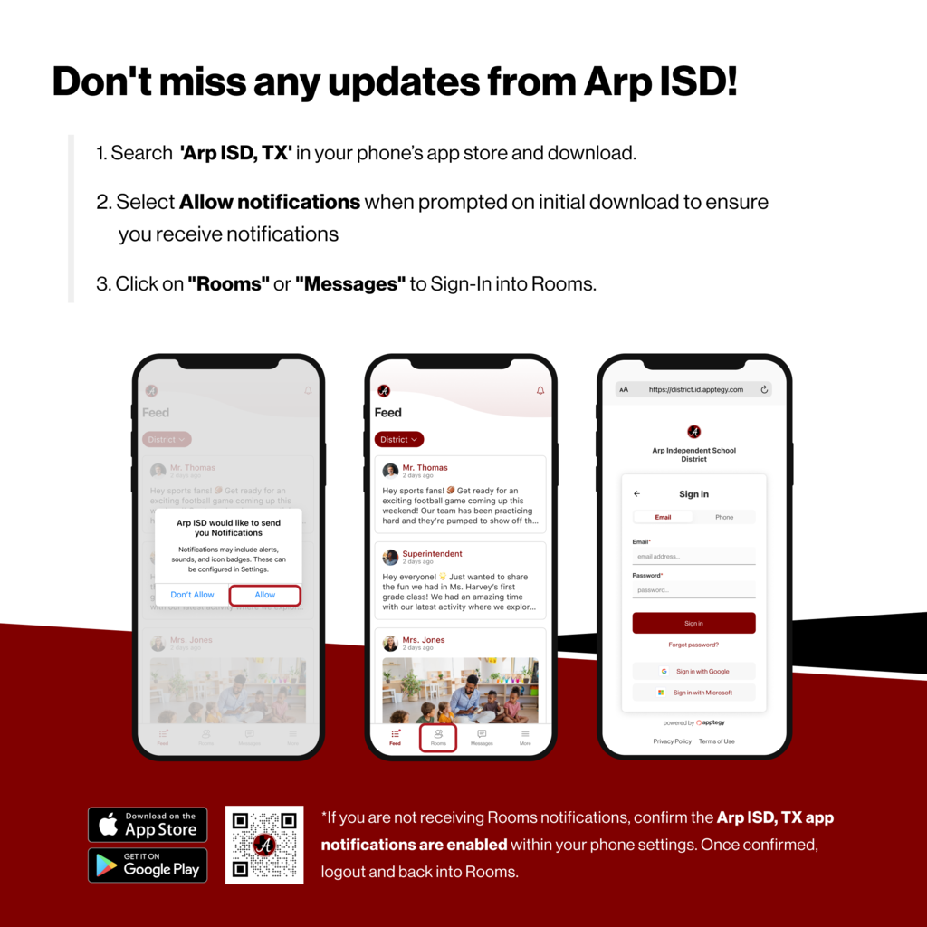 Arp ISD rooms enable notifications