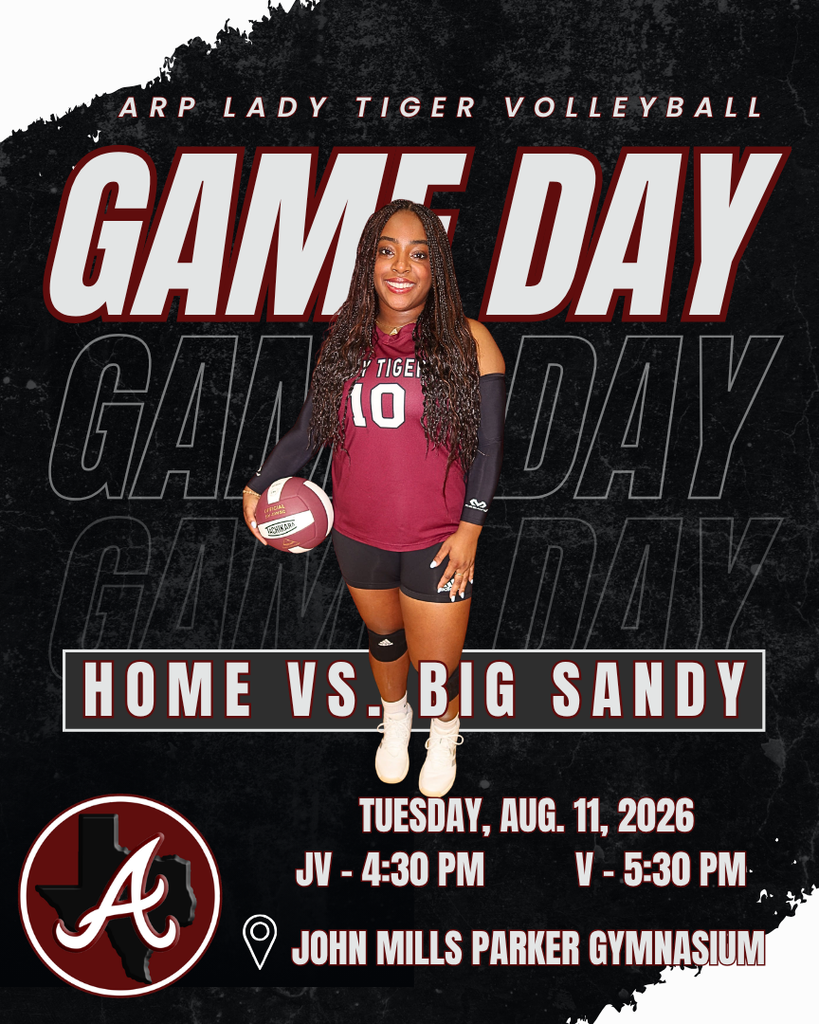 Arp H.S. Volleyball hosts Big Sandy Tuesday, Aug. 11, 2026.