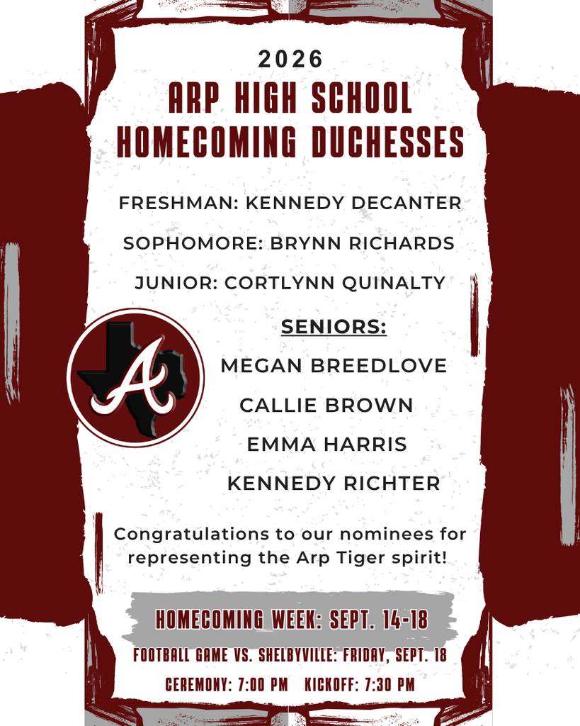 2026 Arp H.S. homecoming duchesses.