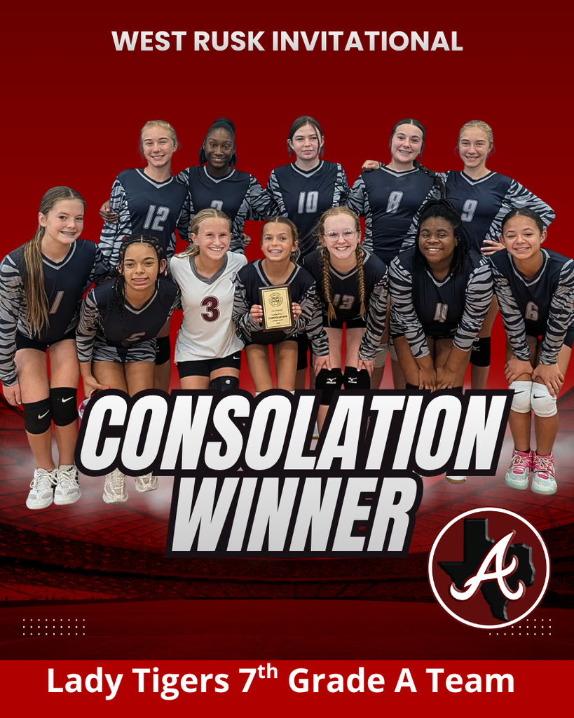 Arp J.H. Volleyball 7th grade A team consolation winner West Rusk Invitational tournament
