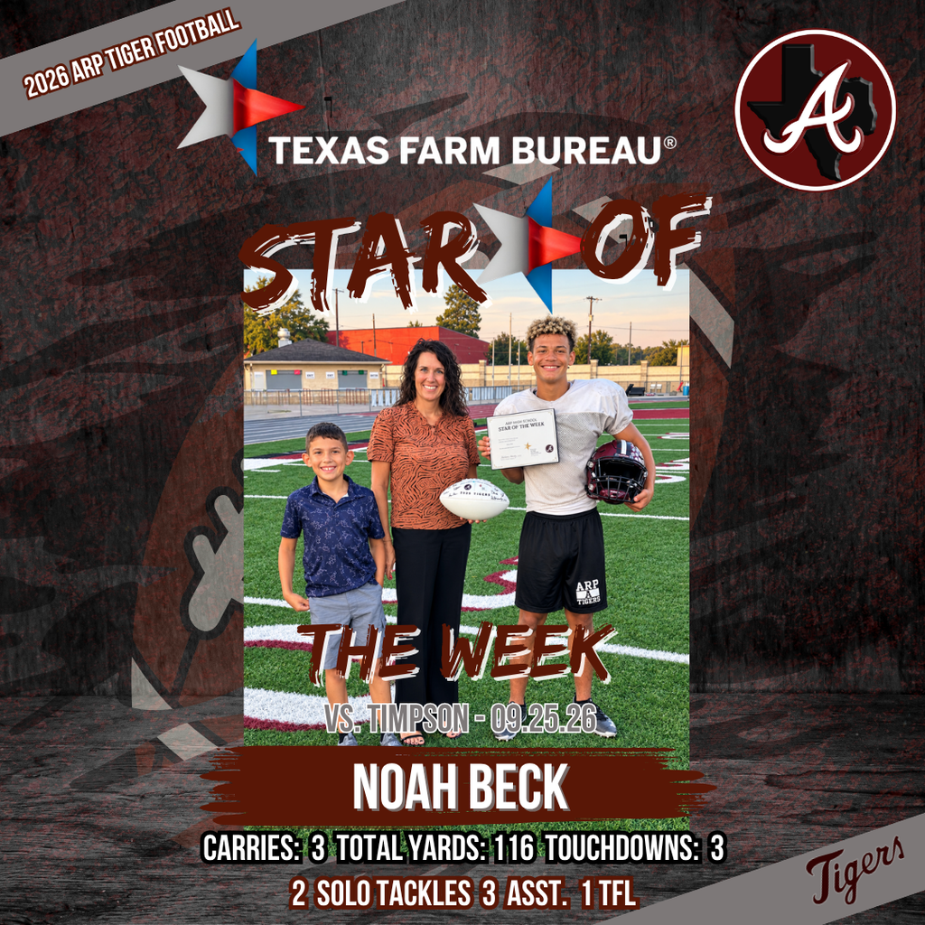 Arp H.S. football star of the week Noah Beck