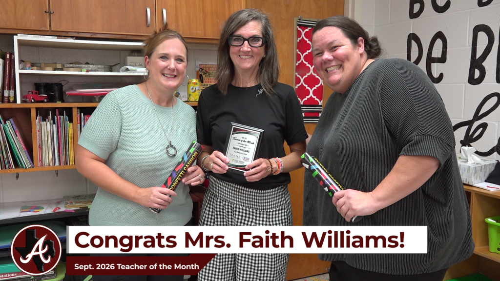 Arp Elementary Sept. 2026 KTBB Teacher of the Month Mrs. Faith Williams