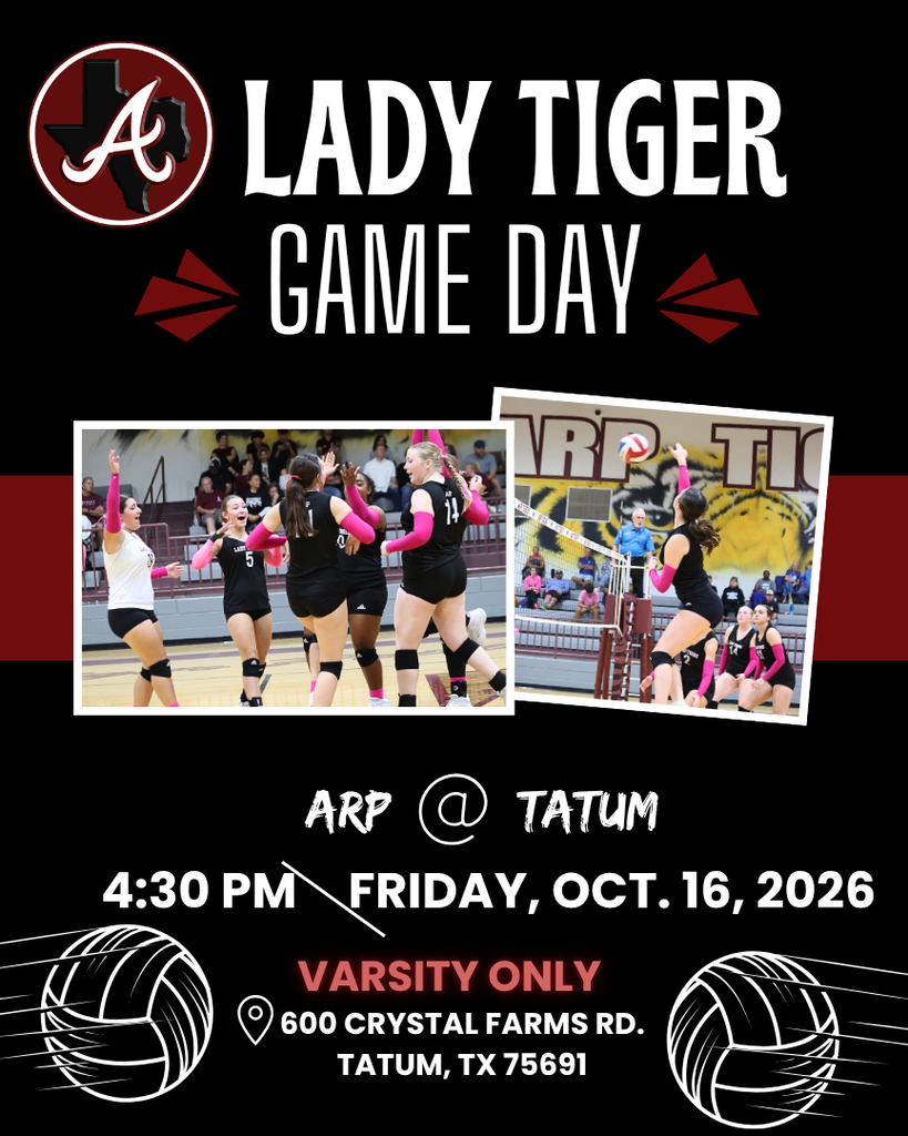 Arp H.S. volleyball game day at Tatum Friday, Oct. 16, 2026
