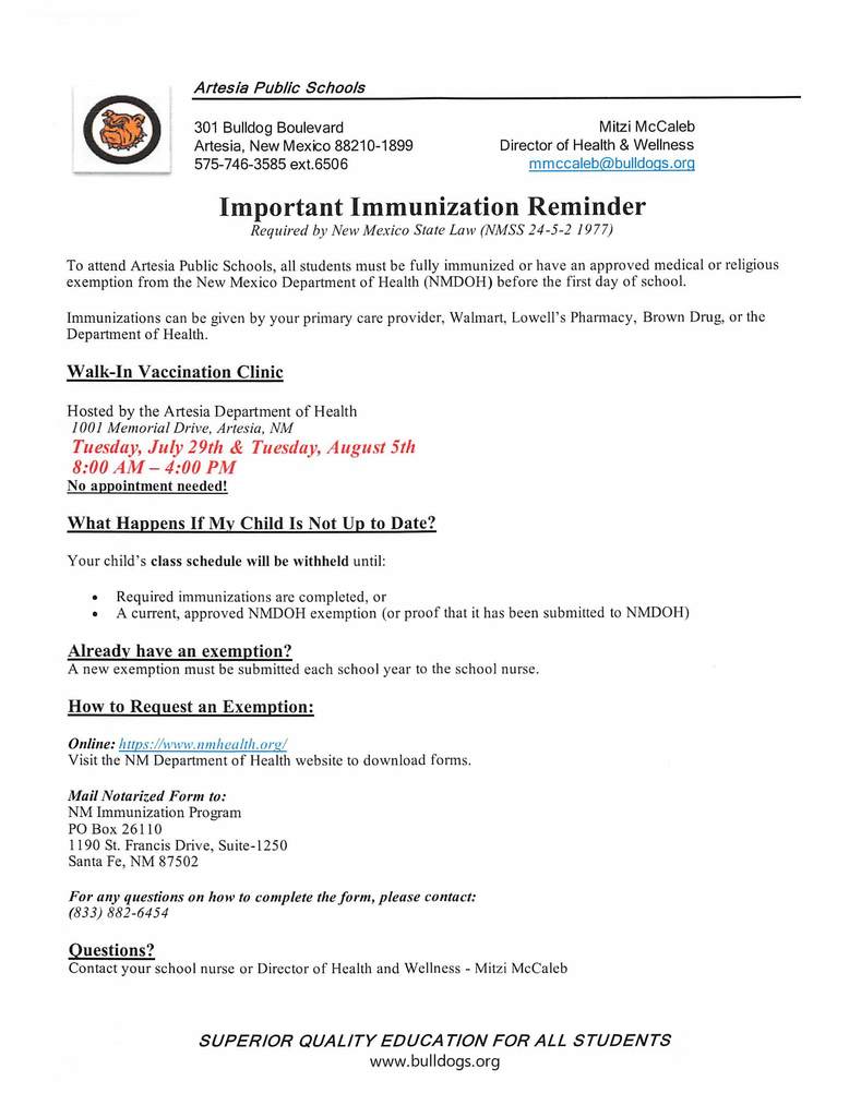 Immunization Reminder 7-25-25