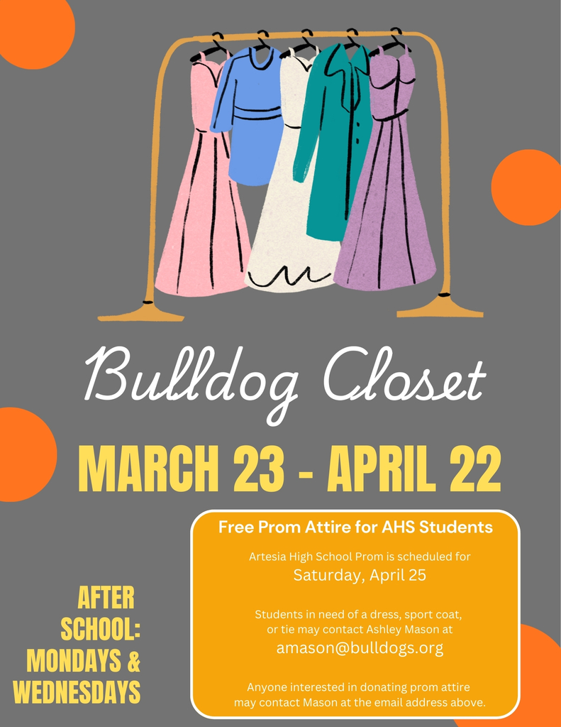 Bulldog Closet free prom attire, March 23 - April 22