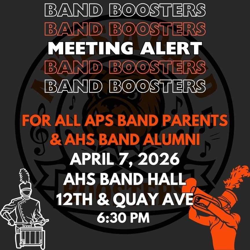 Band Booster Meeting, 6:30 p.m. April 7
